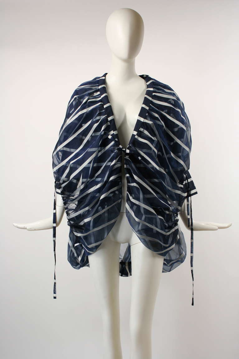 Issey Miyake Sculptural Blue and White Avant-Garde Jacket For Sale 1