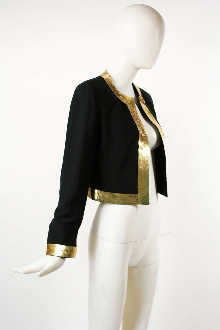 Women's Moschino Couture! 90's Black and Gold Sequins Blazer Jacket For Sale