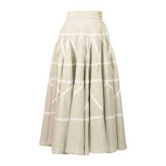 Vintage Rare Hermes HIgh-Waisted Linen and Ribbon Circle Skirt