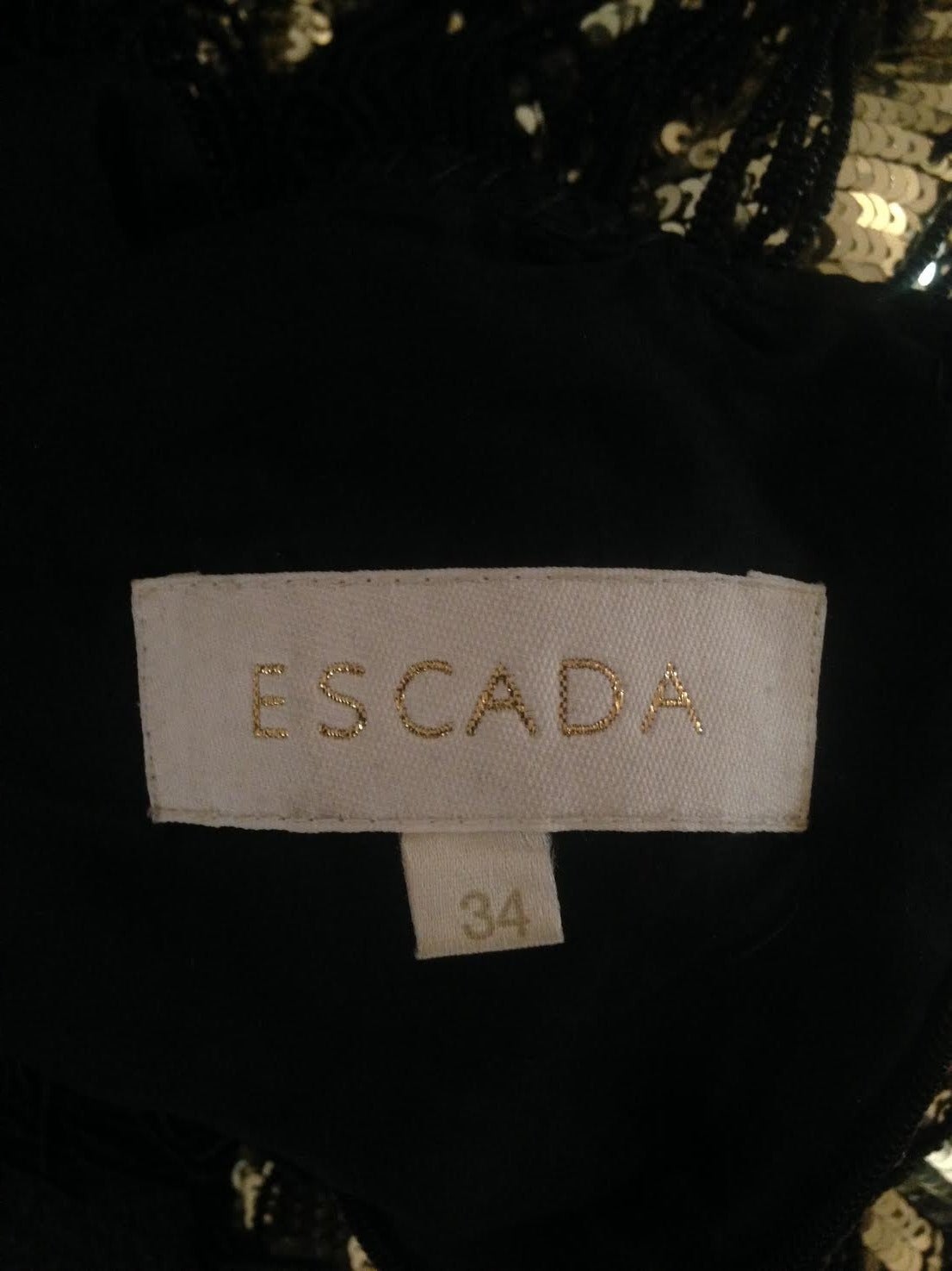 Magnificent Escada Gold and Black Beaded Fringe Cocktail Dress For Sale 3