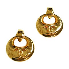 Vintage Chanel Gold Logo Earrings 1993 P Collection