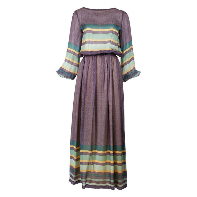 Louis Feraud Silk Chiffon 1970's Maxi Dress