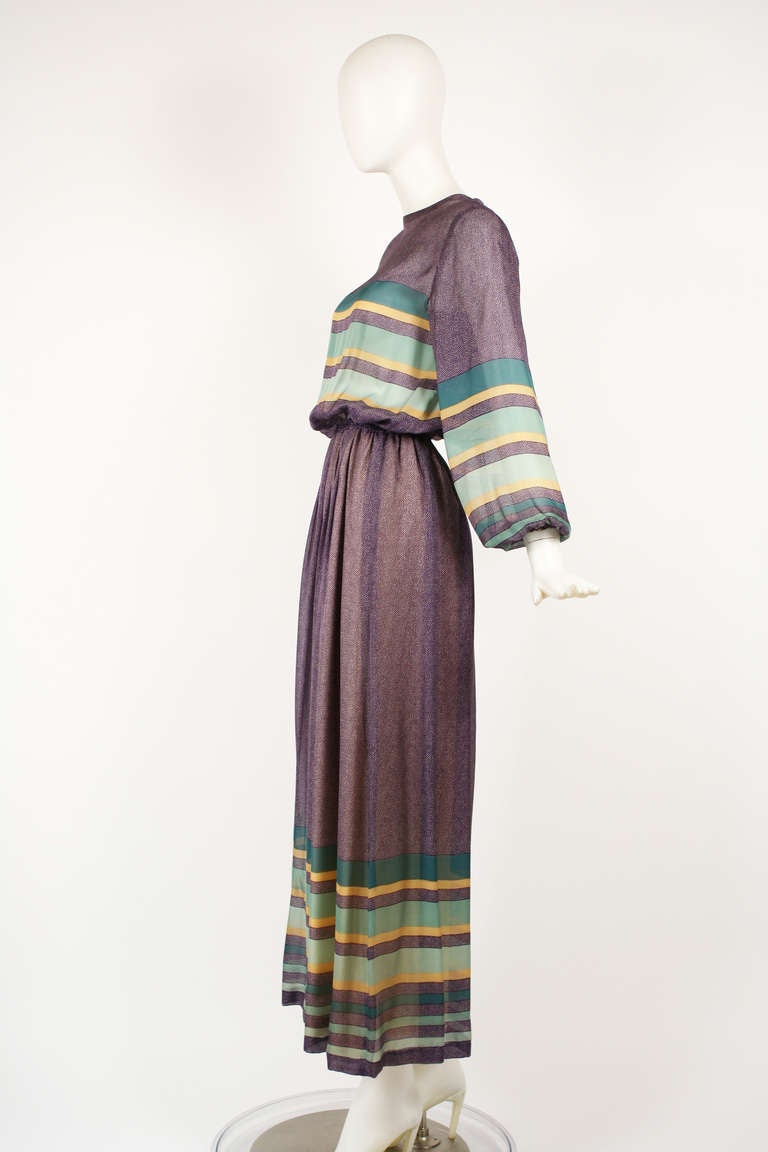 Louis Feraud Silk Chiffon 1970's Maxi Dress 1