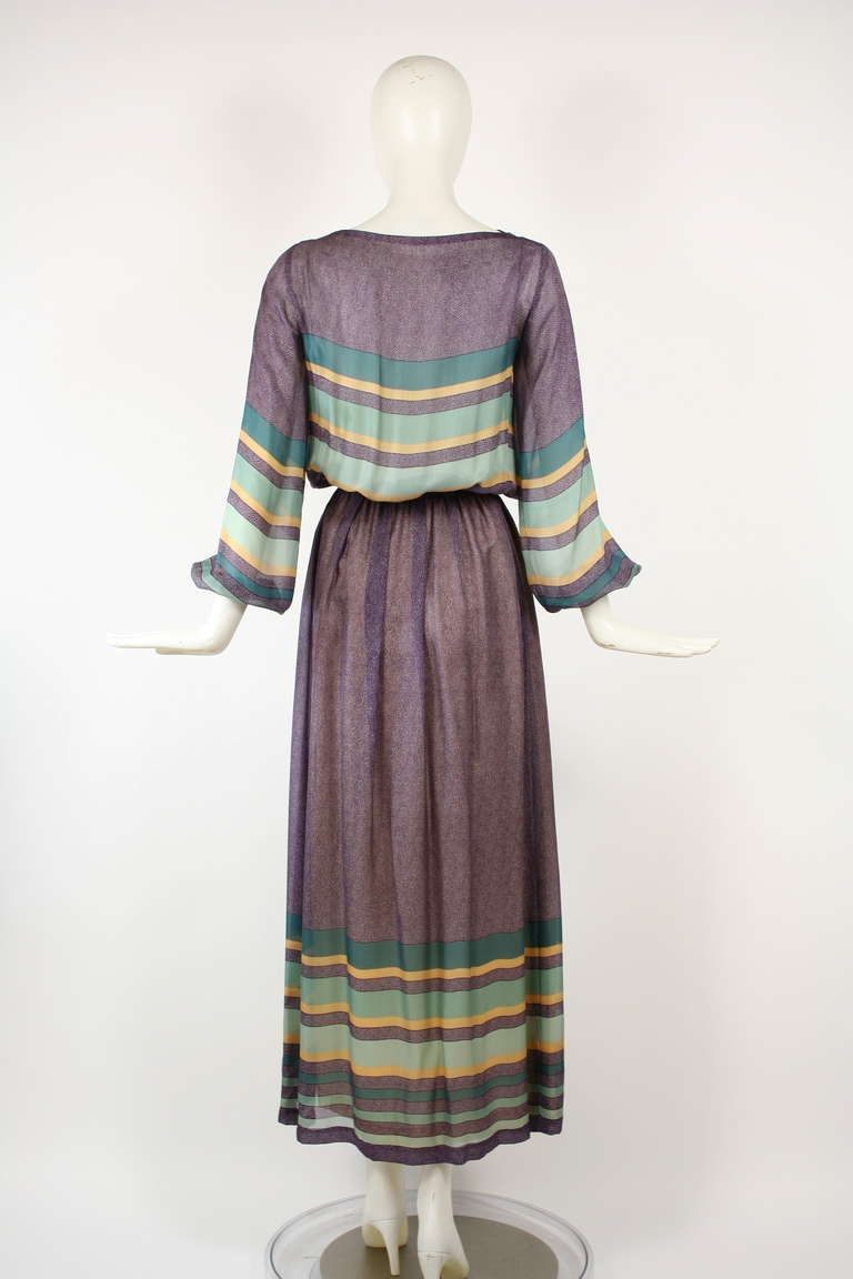 Louis Feraud Silk Chiffon 1970's Maxi Dress In Excellent Condition In New York, NY