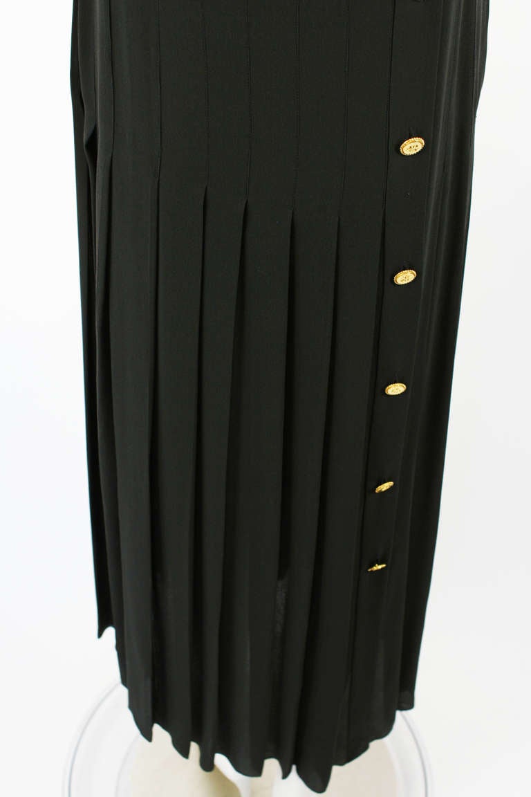 Chanel Classic Pleated Black Dress 1989 For Sale 4