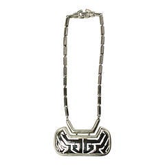 Retro 1960s Pierre Cardin Modernist Silver Necklace