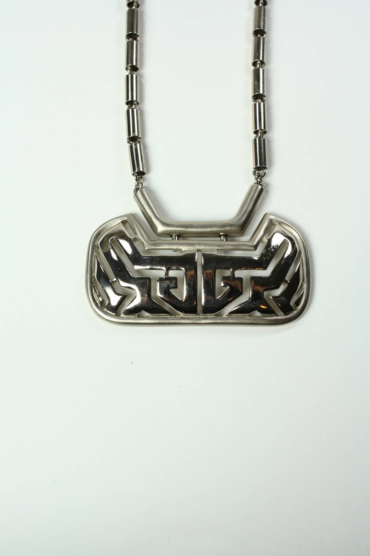1960s Pierre Cardin Modernist Silver Necklace