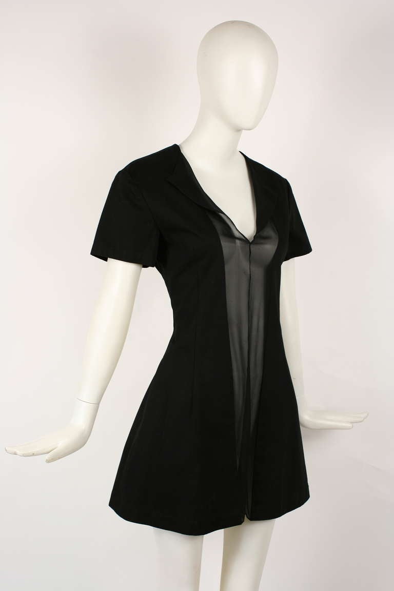 Yohji Yamamoto Black Sheer Panel Dress In Excellent Condition In New York, NY