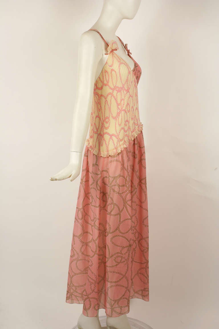 Zandra Rhodes Peach Pink Dress Set In Excellent Condition For Sale In New York, NY