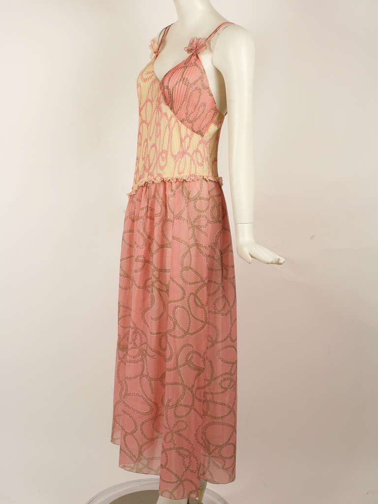 Women's Zandra Rhodes Peach Pink Dress Set For Sale