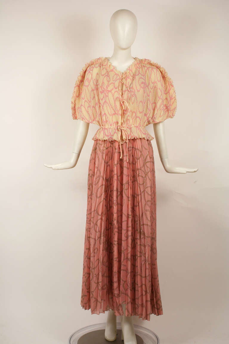 Zandra Rhodes Peach Pink Dress Set For Sale 2