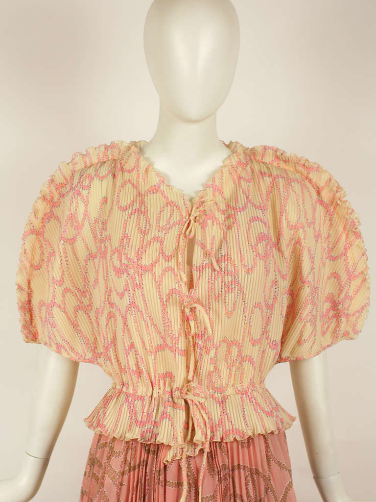 Zandra Rhodes Peach Pink Dress Set For Sale 3
