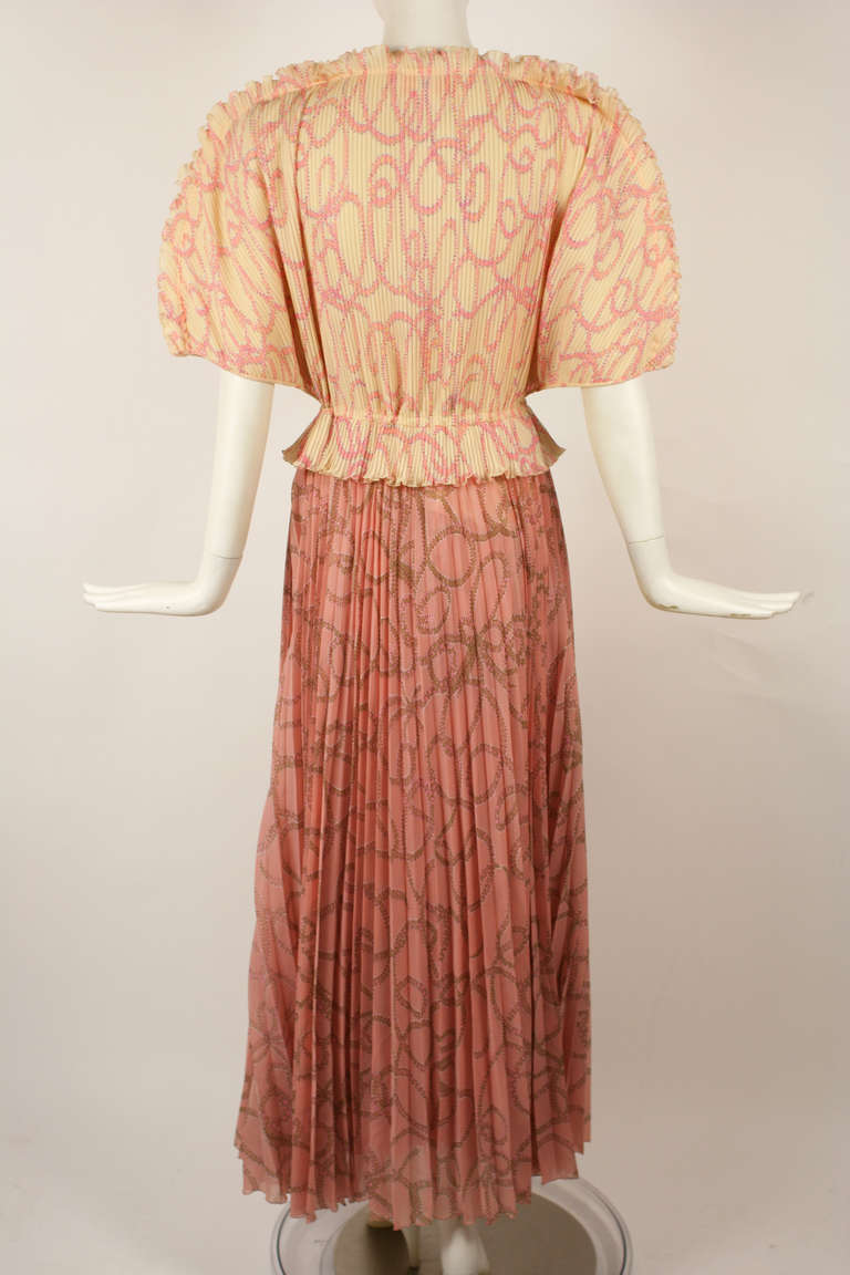 Zandra Rhodes Peach Pink Dress Set For Sale 6