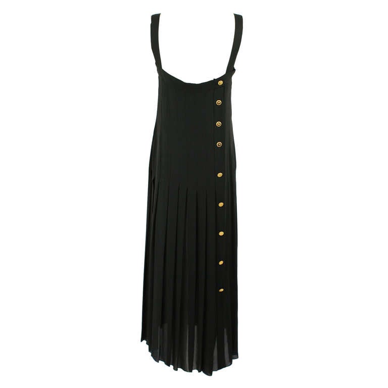 Chanel Classic Pleated Black Dress 1989 For Sale