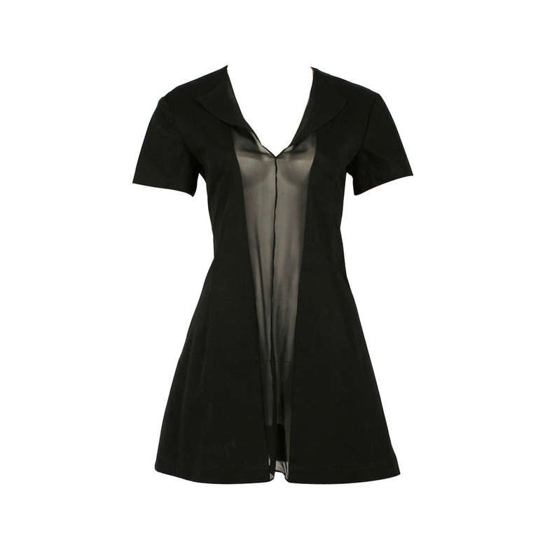 Yohji Yamamoto Black Sheer Panel Dress