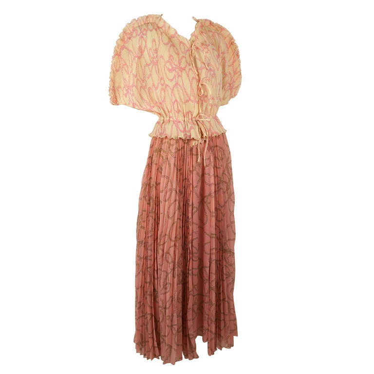 Zandra Rhodes Peach Pink Dress Set For Sale