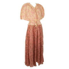 Retro Zandra Rhodes Peach Pink Dress Set