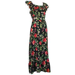 1930s Floral Crepe Gown Dress