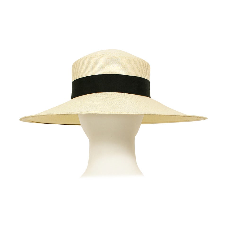 Yves Saint Laurent Pearlized Ivory Wide-Brim Resort Hat YSL