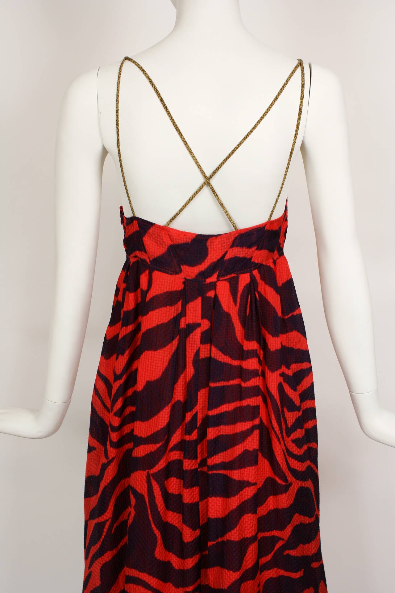 Borbonese Silk Abstract Coral and Purple Print Sun Dress For Sale at 1stDibs