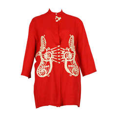 Christian Dior Red Linen Embroidered Tunic #80787