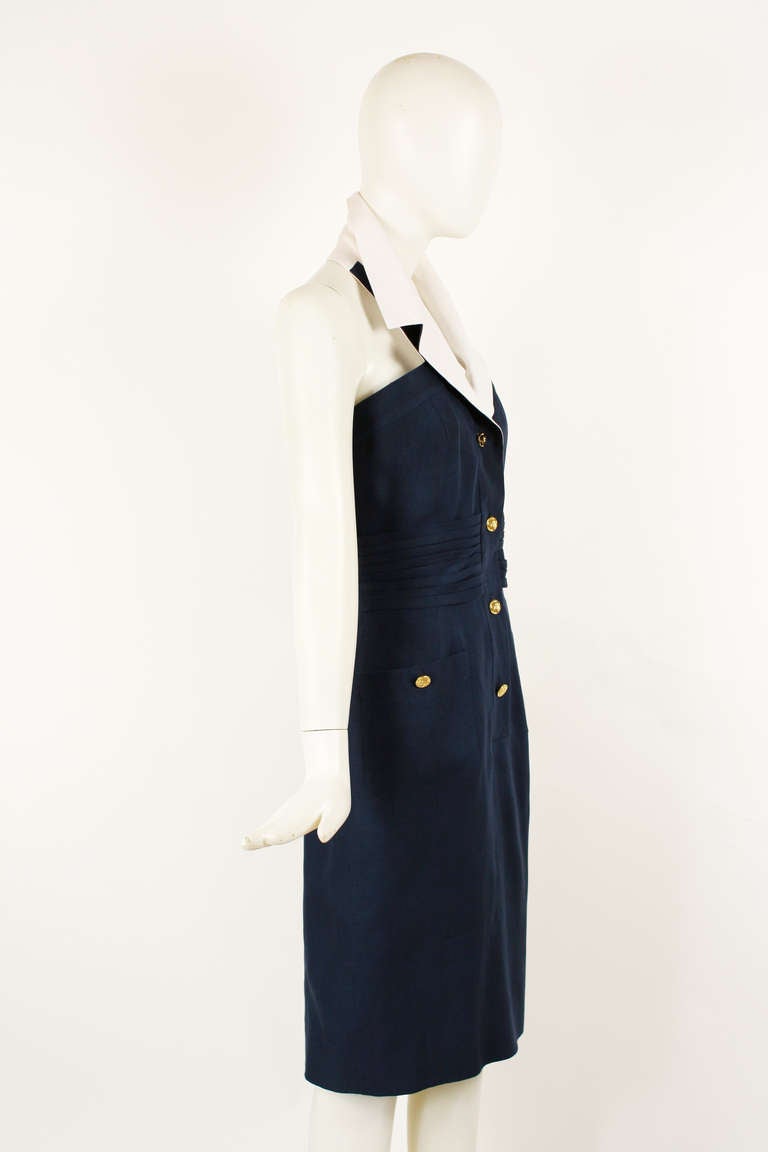 Chanel Classic Blue and White Dress In Excellent Condition For Sale In New York, NY