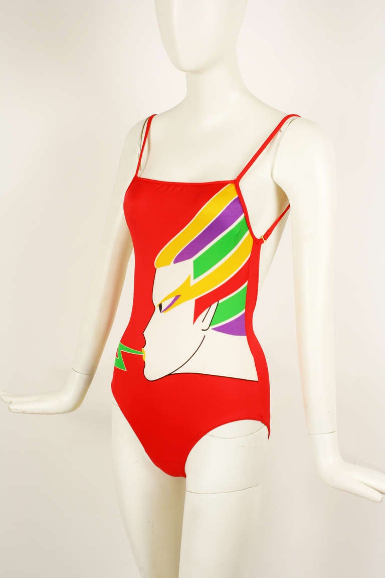 Kansai Yamamoto Swimsuit 
Graphic new wave print with face. 
Excellent condition.
Fits extra small to small. Has stretch.