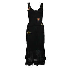 Christian Dior Black Resort Open Knit Dress with Beaded Embroideries