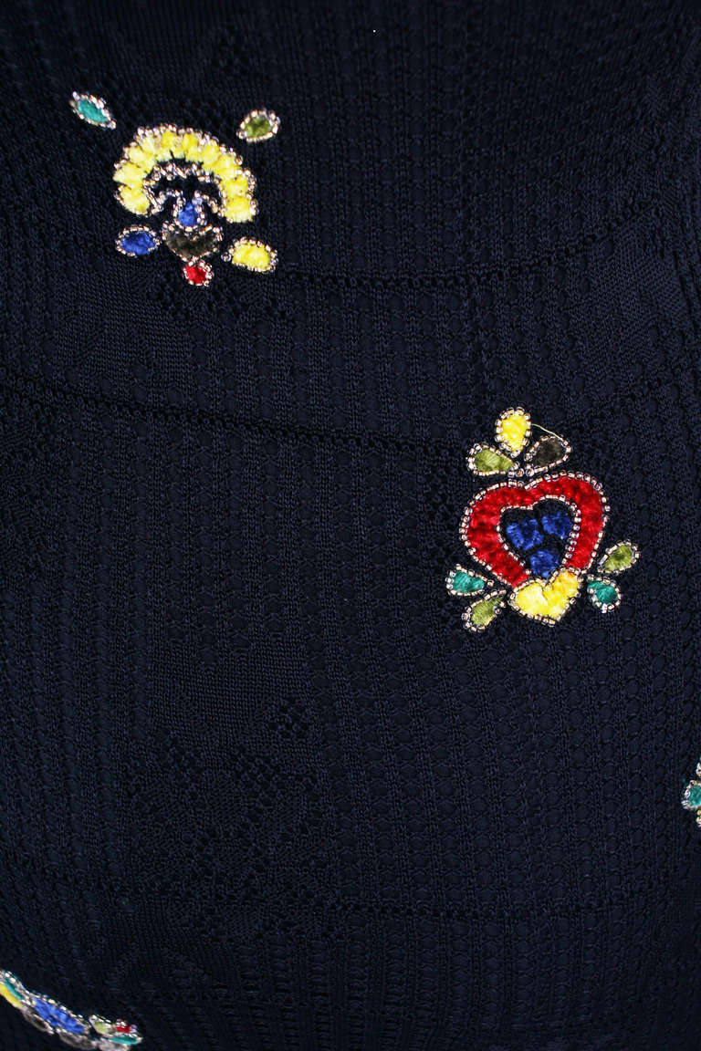 Christian Dior Black Resort Open Knit Dress with Beaded Embroideries For Sale 2