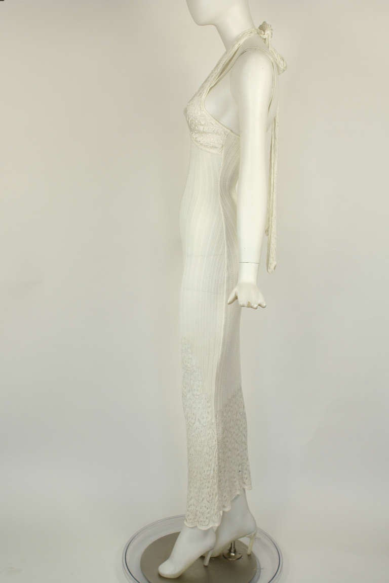 Women's John Galliano White Open Knit Resort Dress / Beach Wedding For Sale