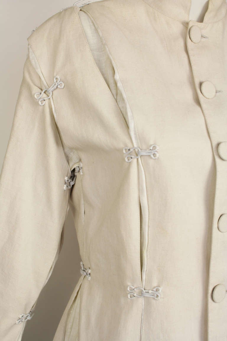 Jean Paul Gaultier Hook Linen Blazer In Excellent Condition For Sale In New York, NY