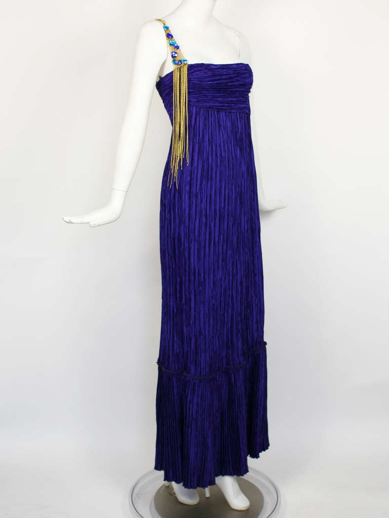 Mary Mcfadden Purple Silk Dress In Excellent Condition For Sale In New York, NY