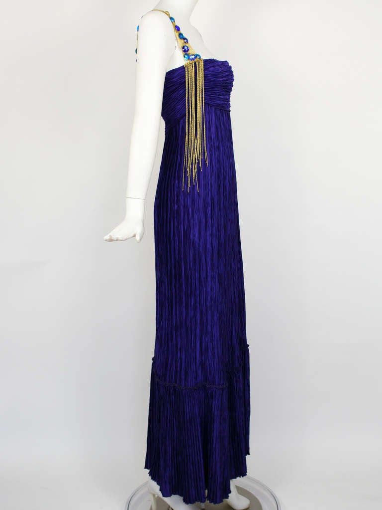 Women's Mary Mcfadden Purple Silk Dress For Sale