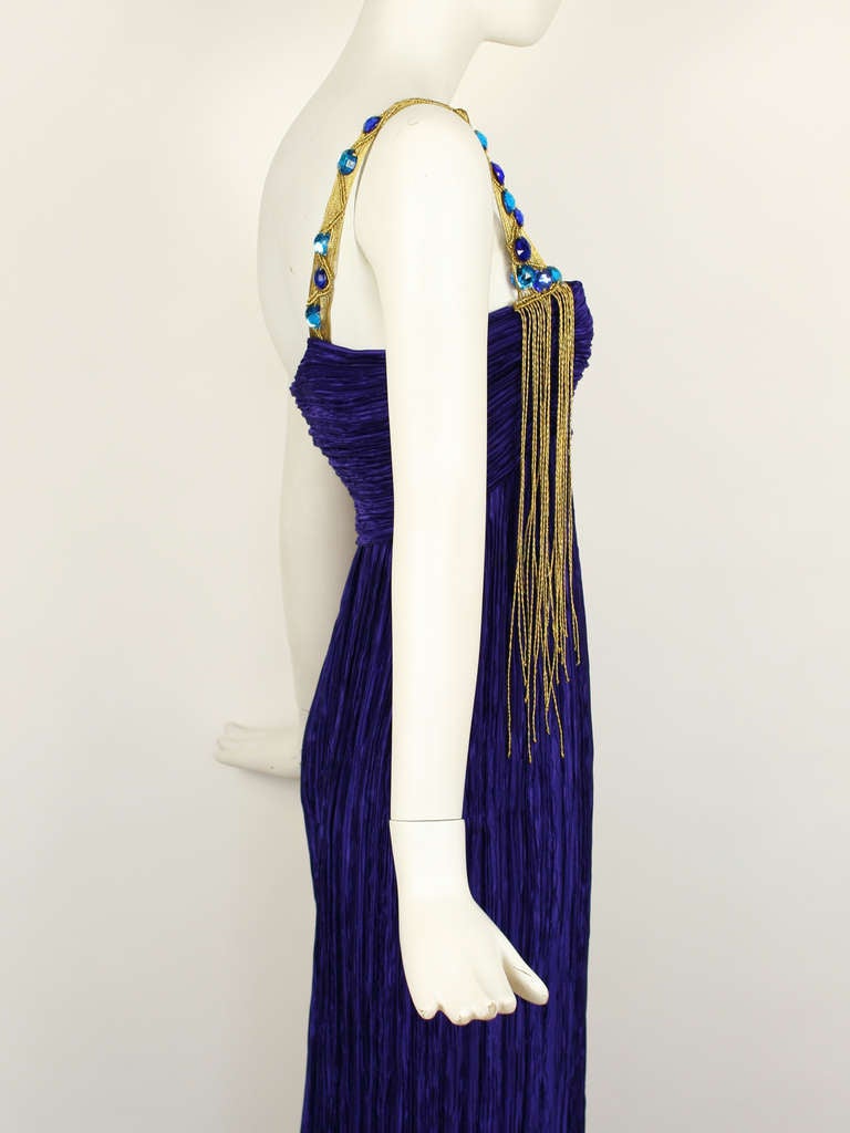 Mary Mcfadden Purple Silk Dress For Sale 1