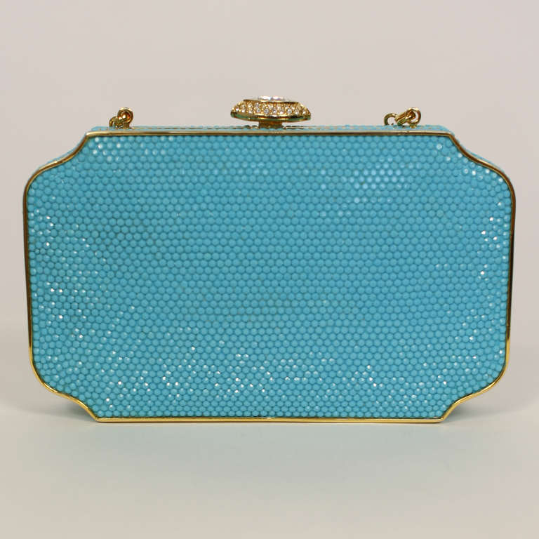 Judith Leiber Turquoise Minaudière Crystal Bag

Size:
6.5