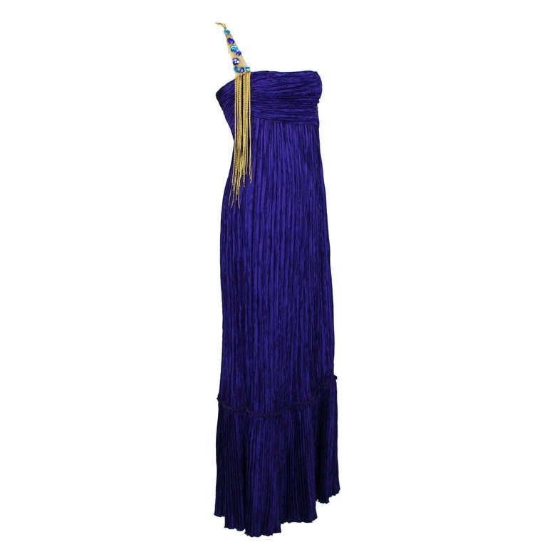 Mary Mcfadden Purple Silk Dress For Sale