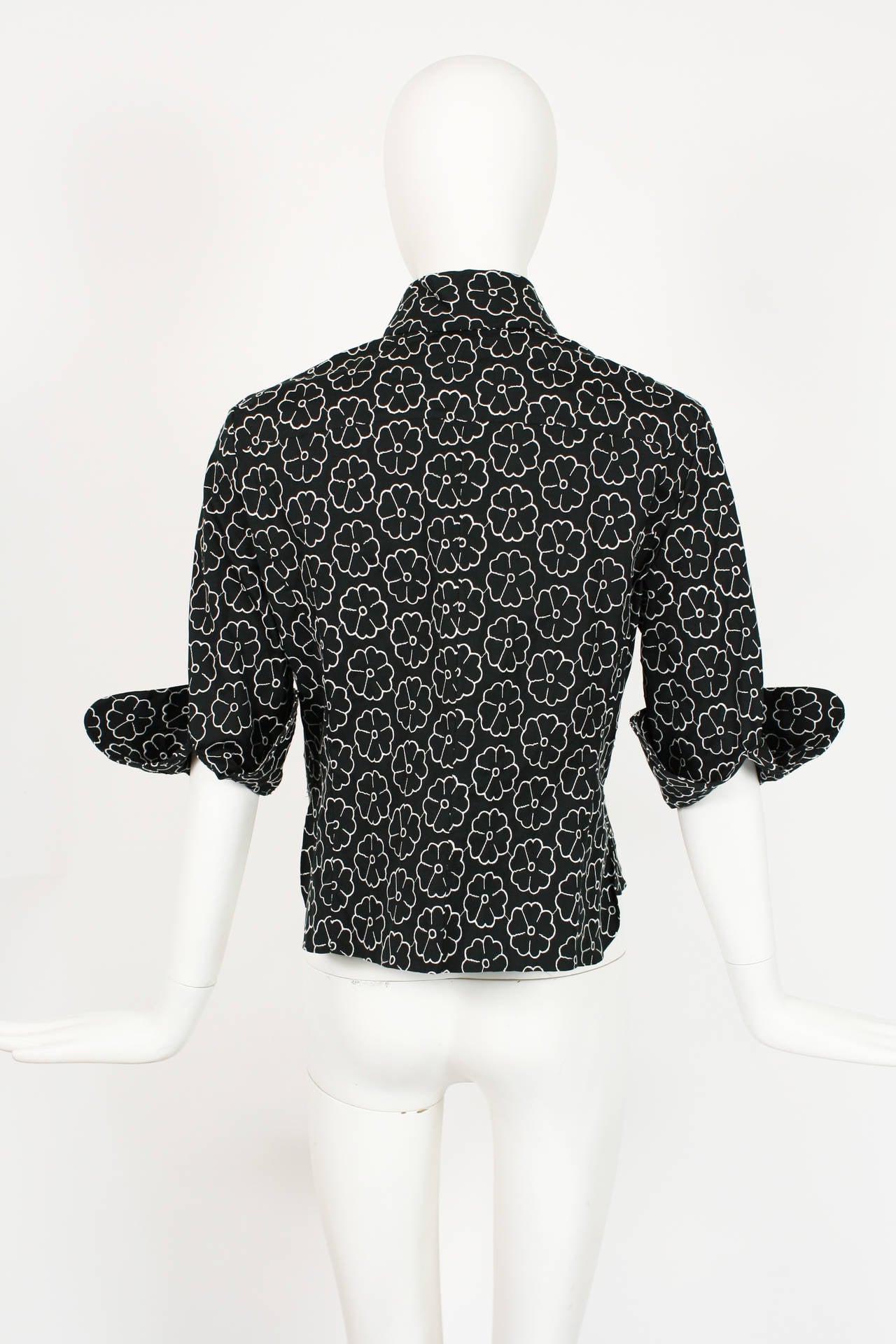 Chanel Black Camelia Embroidred Shirt For Sale 2