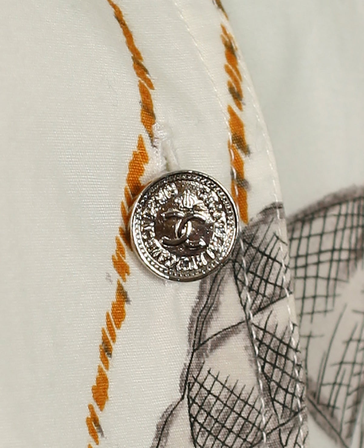 Vintage Chanel Button Down Icons and Logos Shirt For Sale 2