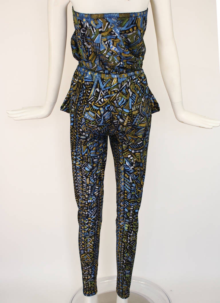 Juliana Lazzaro Hand Painted Jumpsuit In New Condition For Sale In New York, NY