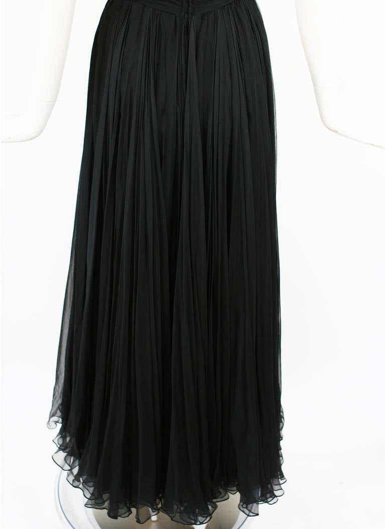 Women's Ben Reig 1950s Black Silk Chiffon Dress Gown For Sale