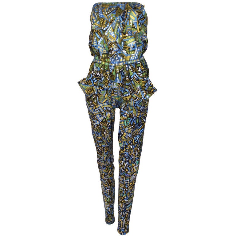 Juliana Lazzaro Hand Painted Jumpsuit For Sale