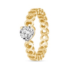 Diamond Heart Solitaire Ring in 14K Yellow Gold, SIze 4