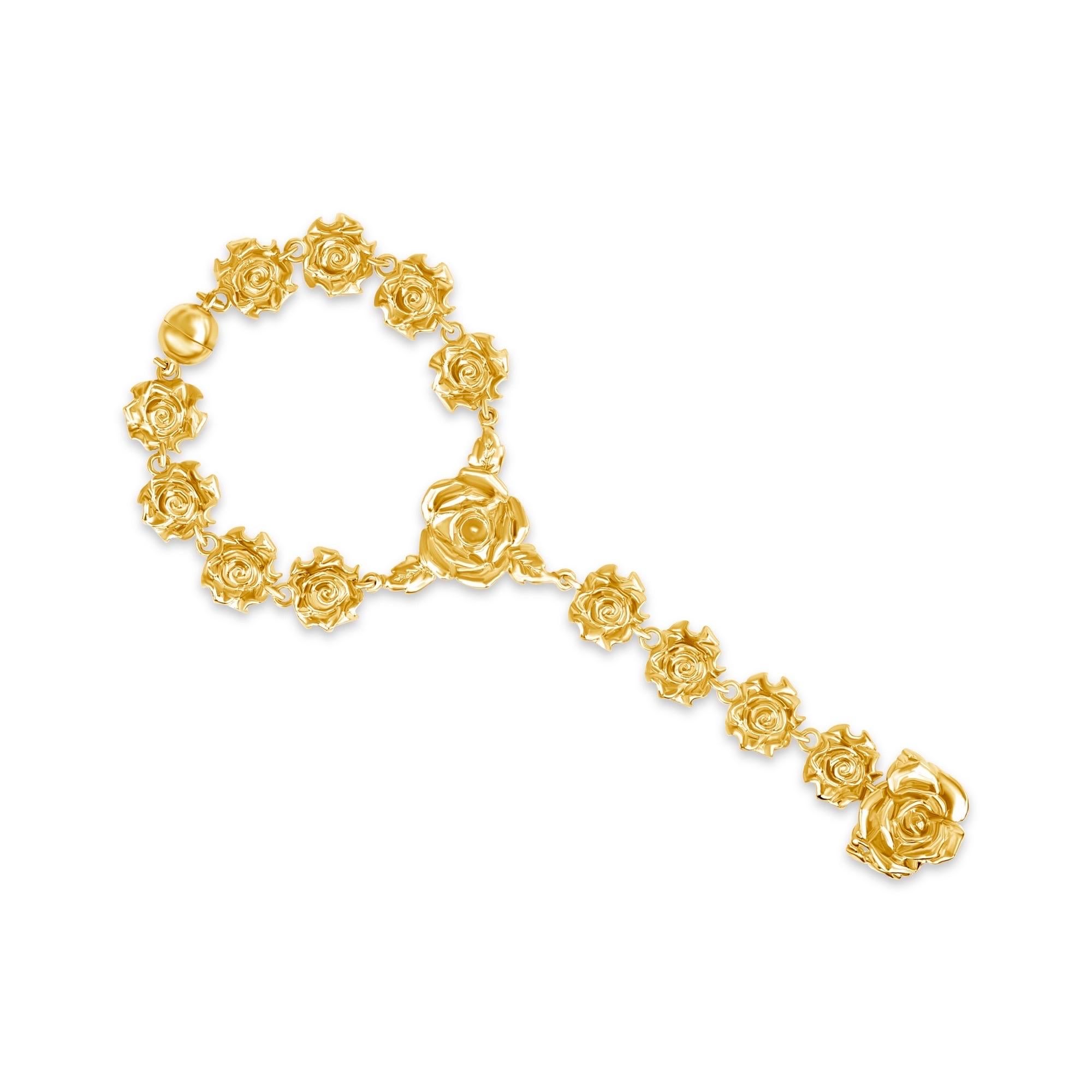 De las mujeres Anillo Pulsera Rosey Oro 24K Chapado en Latón en venta