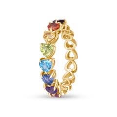 Anello Mezza Eternità Arcobaleno in oro bianco 14K, misura 4