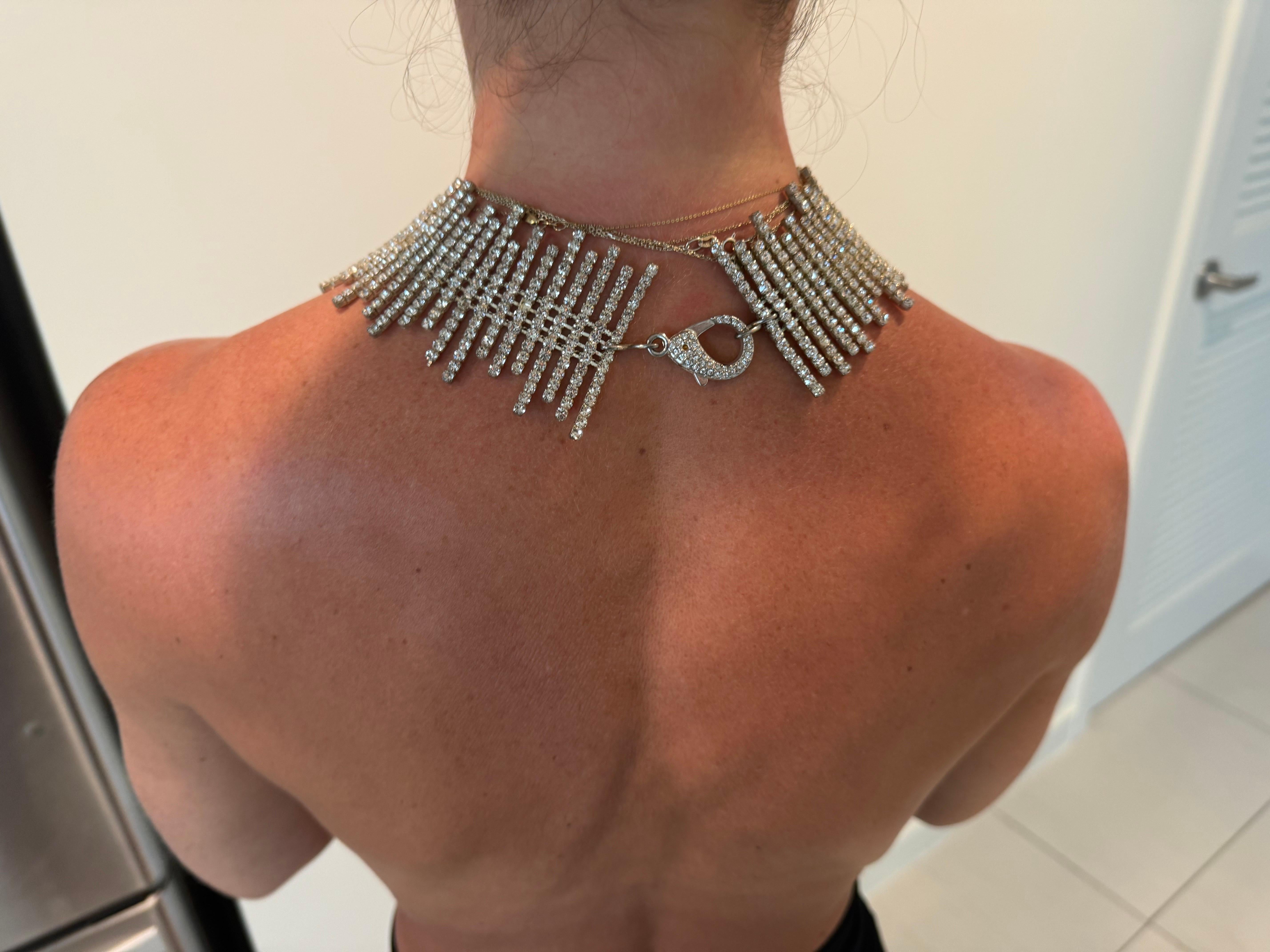 Women's Adjustable Crystal Twig Necklace with Lobster Clasp For Sale