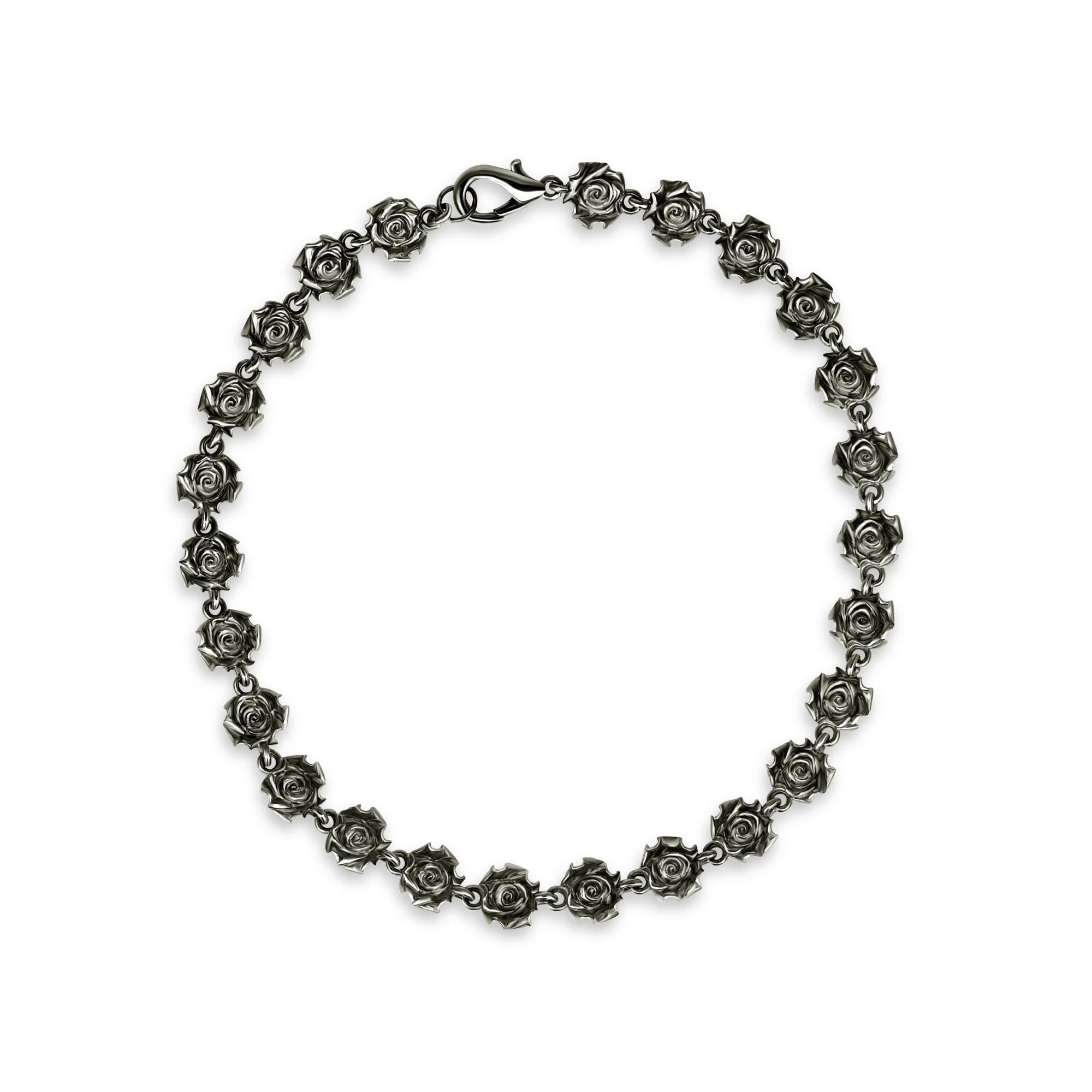 Chaîne collier à rosettes en argent sterling poli 24 carats, longueur 16 Pour femmes en vente