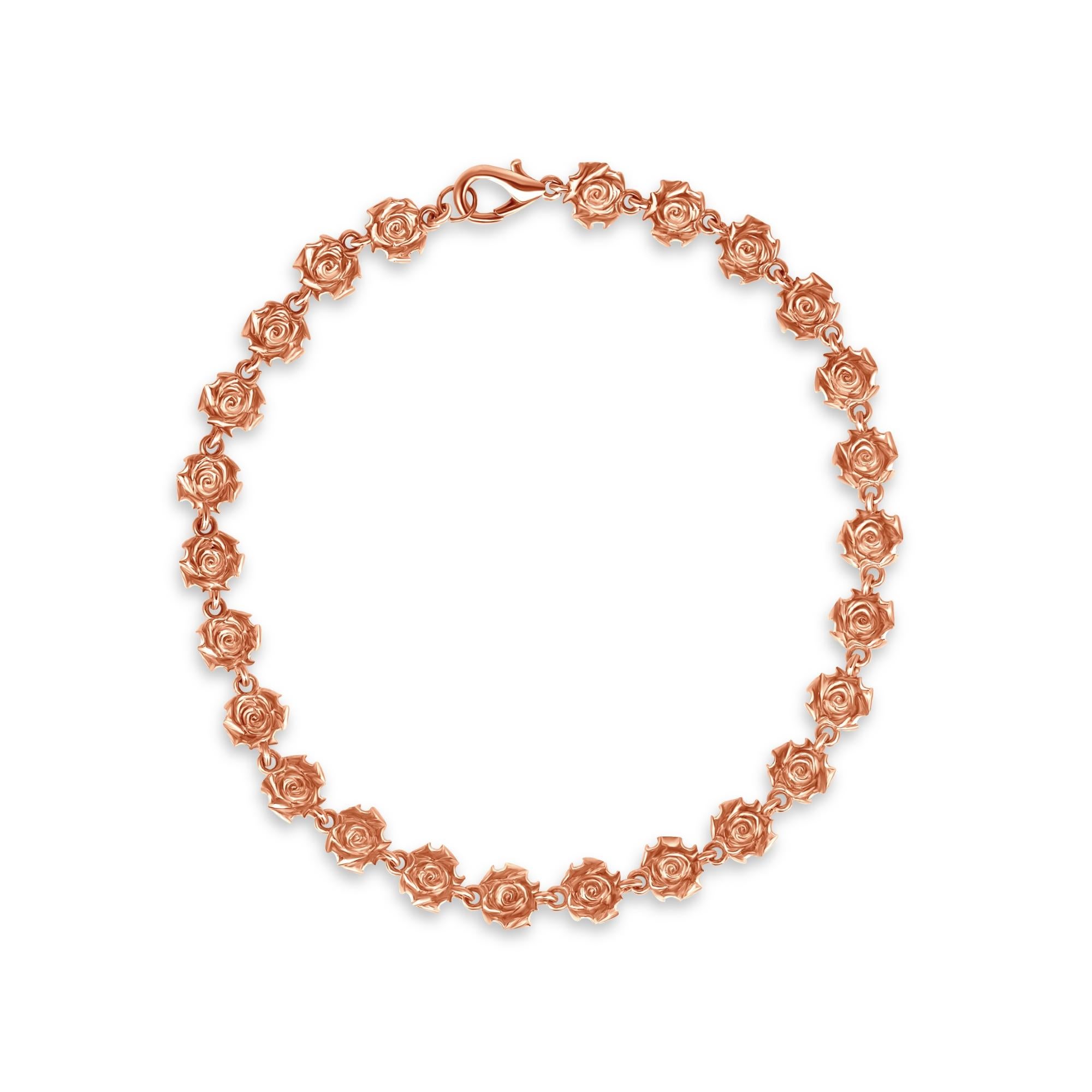 Chaîne collier à rosettes en argent sterling poli 24 carats, longueur 16 en vente 1