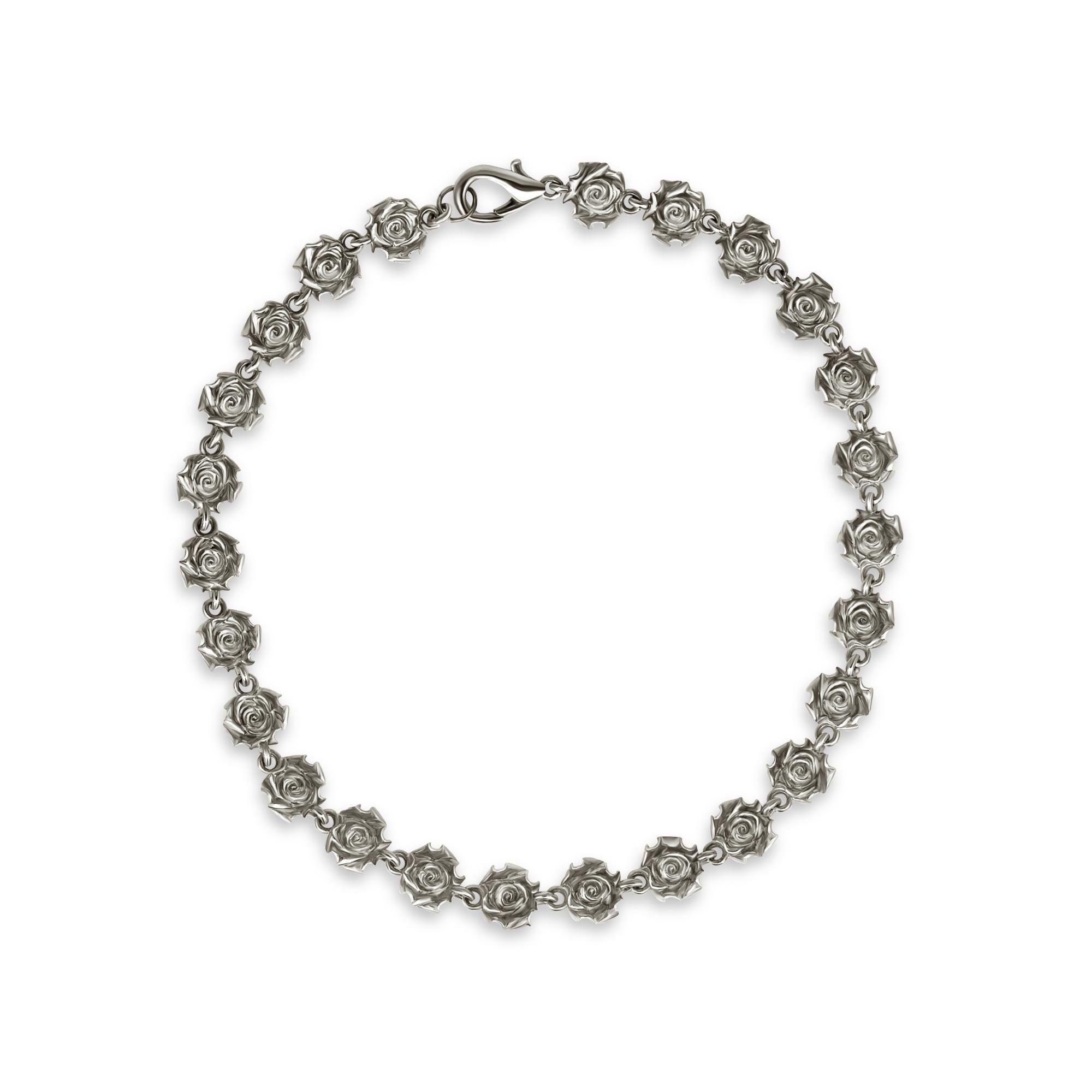 Chaîne collier à rosettes en argent sterling poli 24 carats, longueur 16 en vente 2