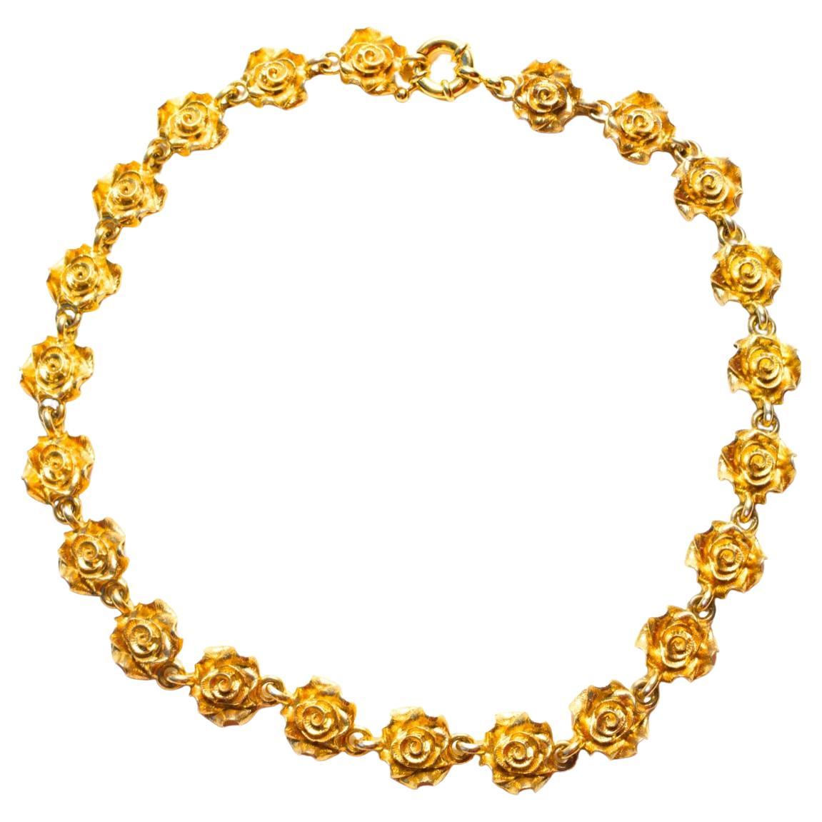 24K Gold Dipped Rosette Chain Necklace, Length 16
