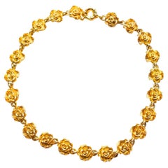 24K Gold Dipped Rosette Chain Necklace, Length 16